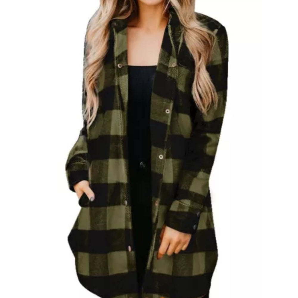 New boutique long plaid shacket - Picture 3 of 9